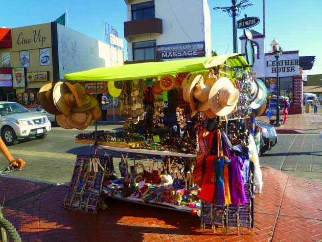 Souvenir cart on Calle Primera in Ensenada, Baja California Norte, Mexico.