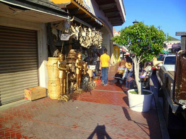 Golden knights stand guard outside a souvenir shop on Calle Primera in Ensenada, Baja California Norte, Mexico.