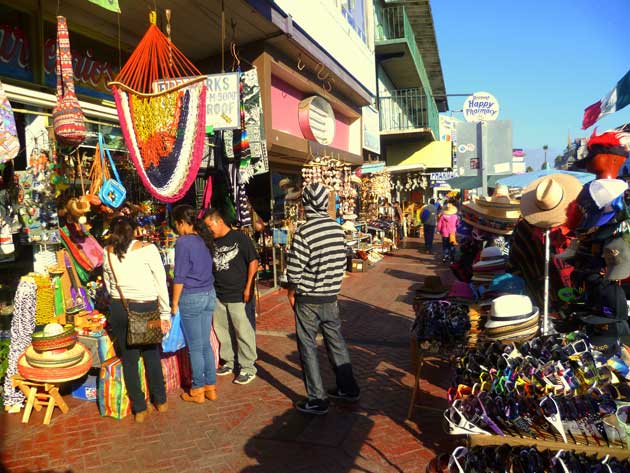 Buying trinkets on Calle Primera in Ensenada, Baja California Norte, Mexico.