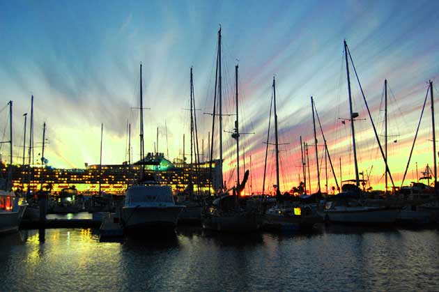 Sunset in Cruiseport Village Marina in Ensenada